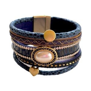 Multi Layered Wrap‎ Cuff Charm Bracelet